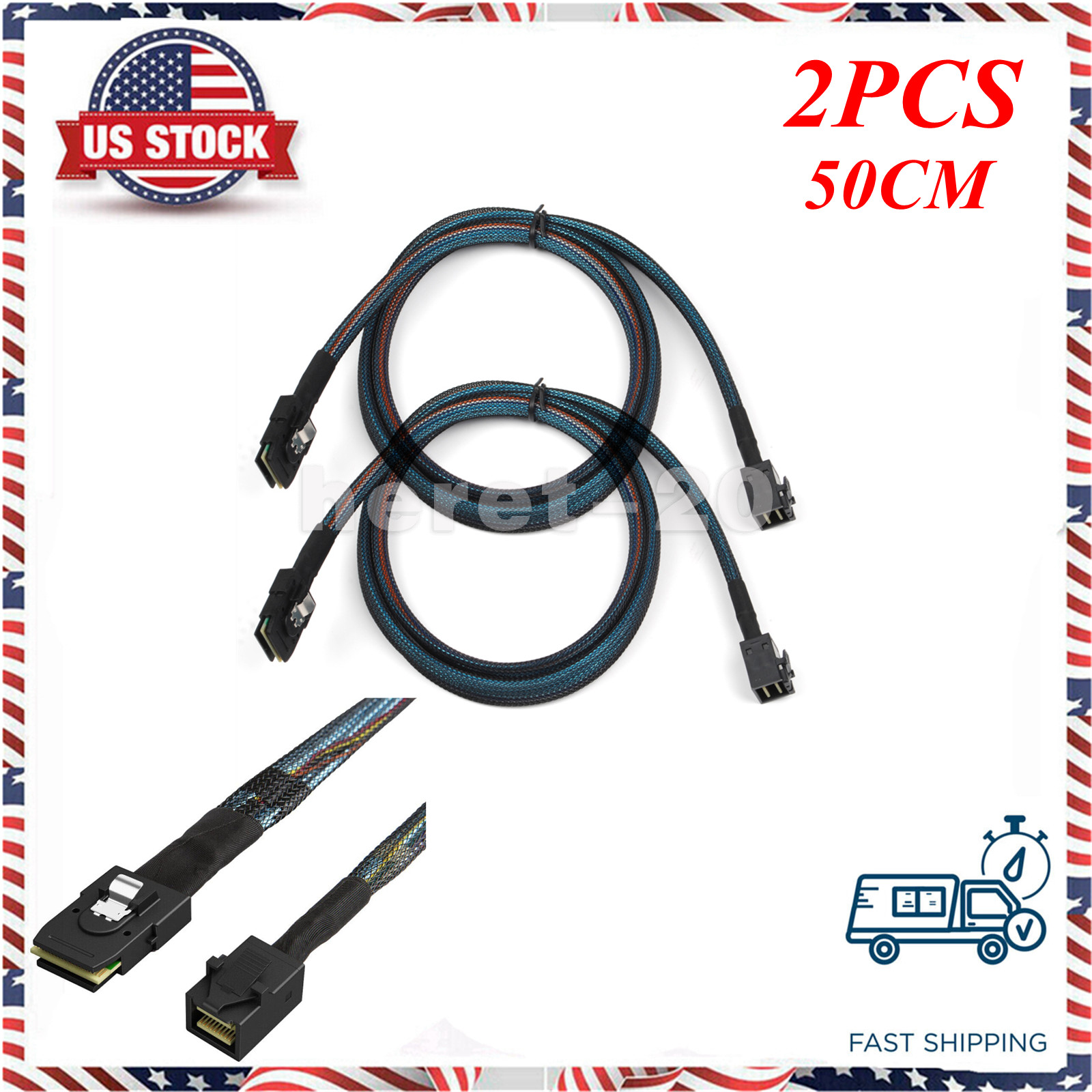 2PCS Internal Mini SAS SFF-8087 to Mini SAS HD SFF-8643 Data Adapter Cable 50CM