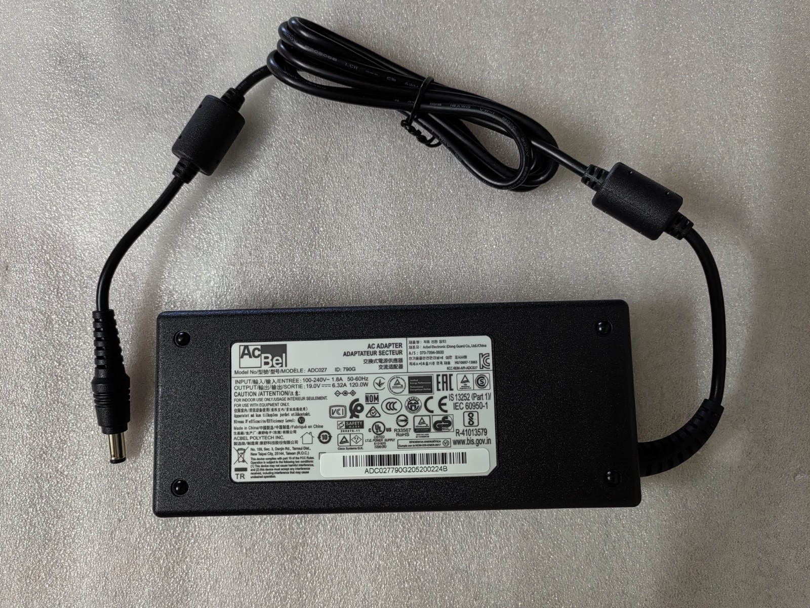 Genuine AcBel 19V 6.32A ADC027 790G 5.5mm 120W For Intel NUC SBNUC11TNKi5000 NEW
