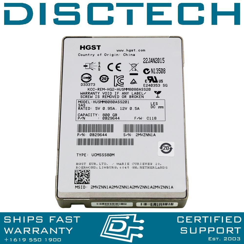 HGST 800GB WI SAS SSD HUSMM8080ASS201 / 0B28592 800GB SAS 12Gbps R730 R740 R640