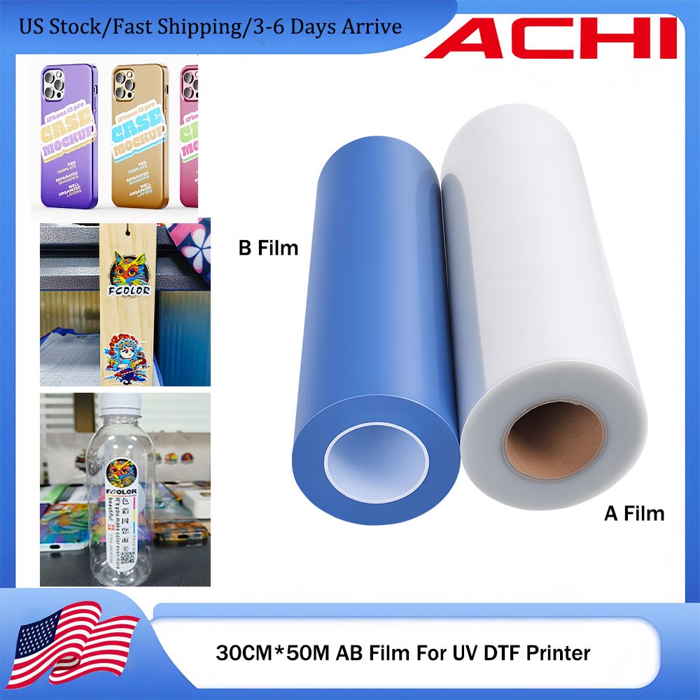 ACHI 30cm*50m AB Film Transfer Sticker For A3 UVDTF Crystal sticker Printer US