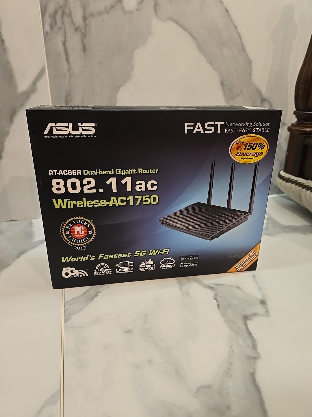 ASUS RT-AC66R 802.11ac Dual-Band Wireless-AC1750 Gigabit Router (Mildy Used)