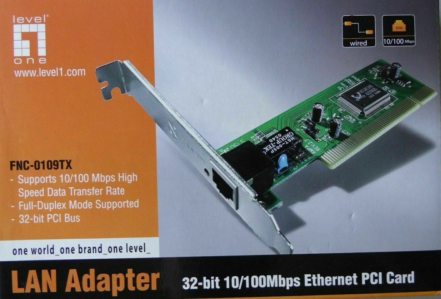 NEW *Level 1* FNC-0109TX PCI 10/100Mbps* Computer LAN Adapter Ethernet PCI Card