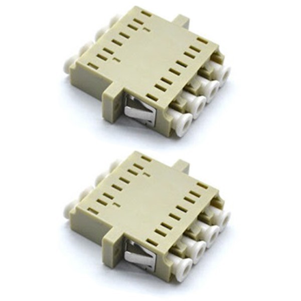 2 Pcs LC UPC Quad Flange Fiber Optic Optical Coupler Adapter Connector Multimode