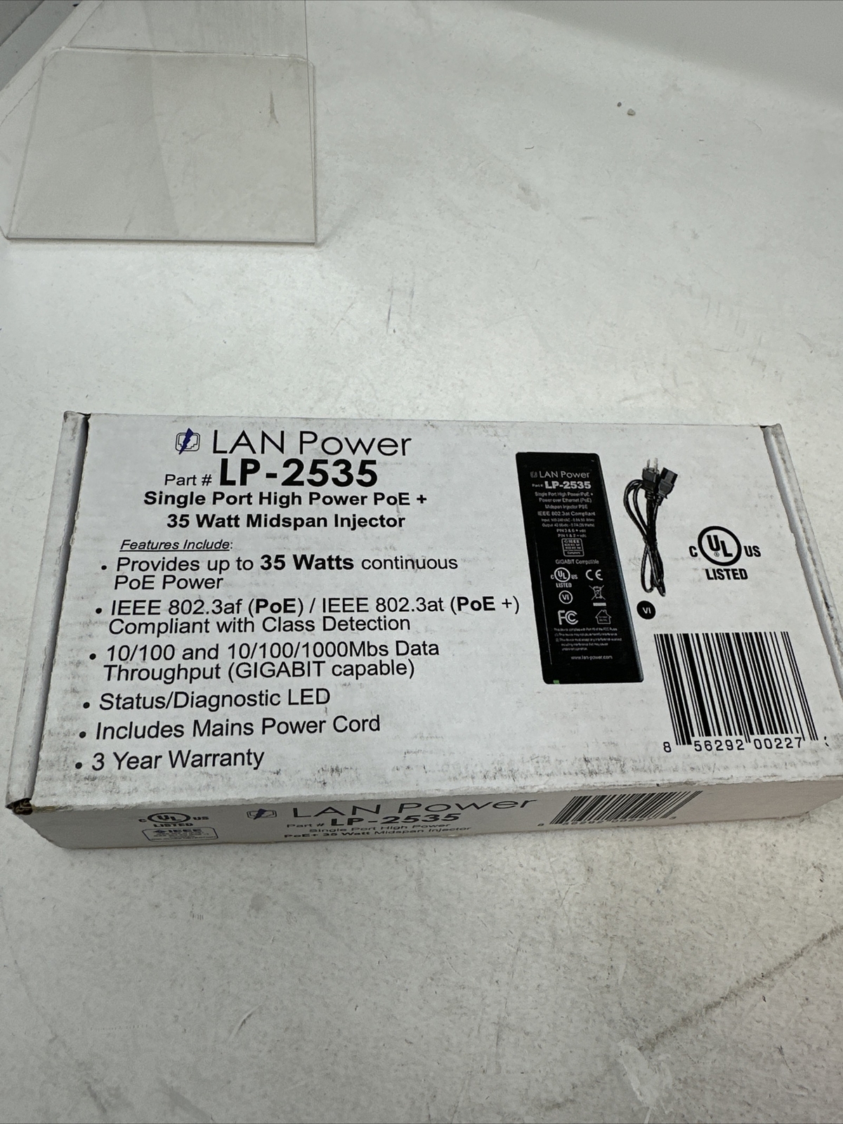 (Qty 1) LAN-Power LP-2535 Single Port High Power PoE+ 35 Watt Midspan Injector