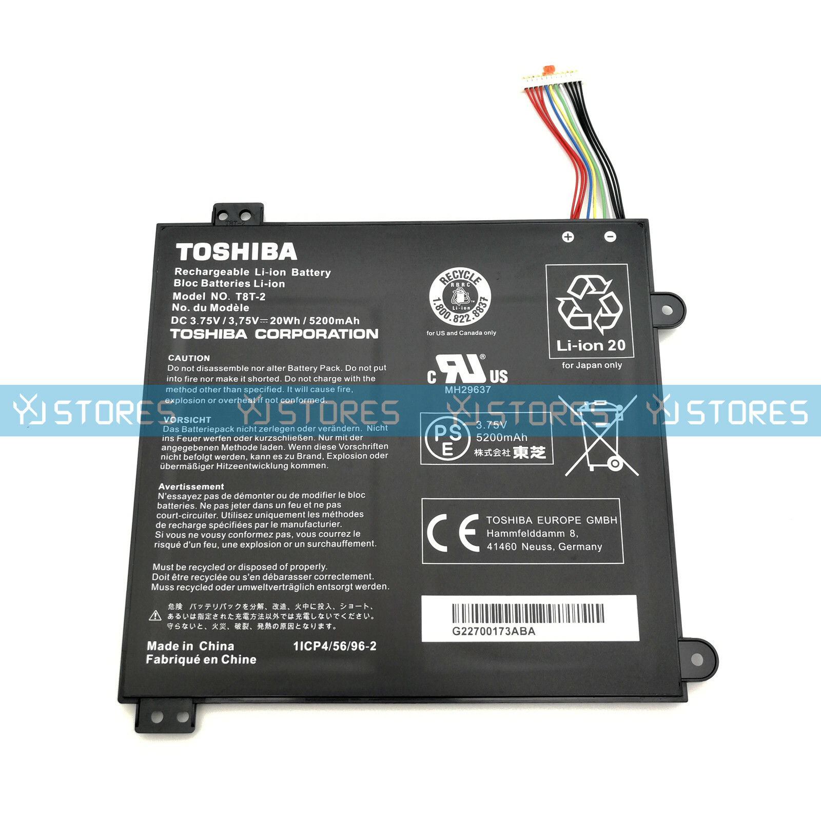 Genuine T8T-2 T10TC Battery for Toshiba Satellite Click Mini L9W-B G61301984ABA