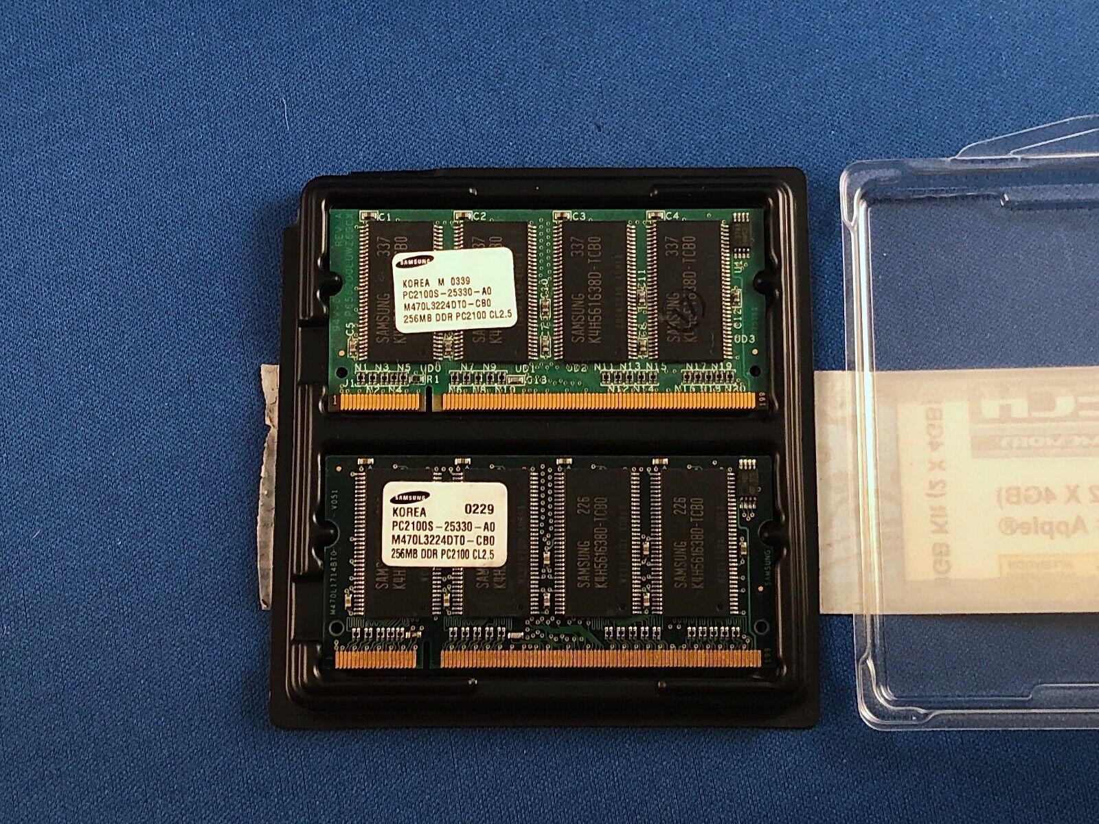 512MB total: qty 2 x 256MB PC-2100S CL2.5 266MHz 200pin SODIMM Samsung
