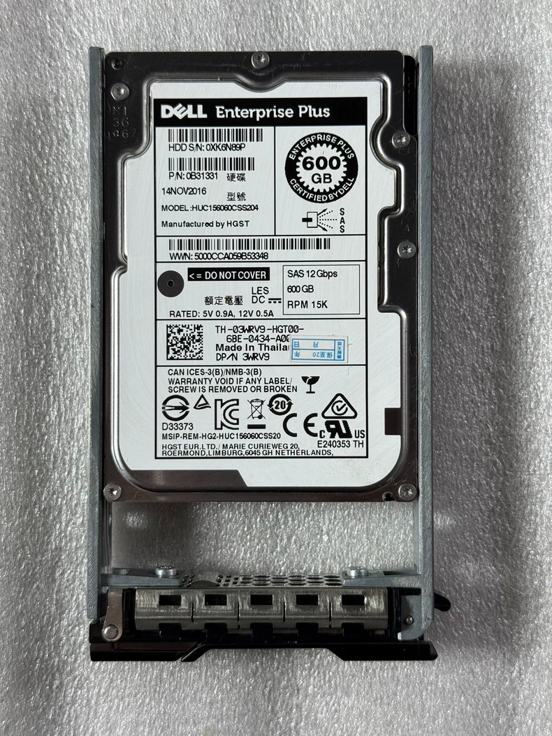 DELL HUC156060CSS204 03WRV9 3WRV9 600G 15K 2.5 SAS HDD Hard Drive