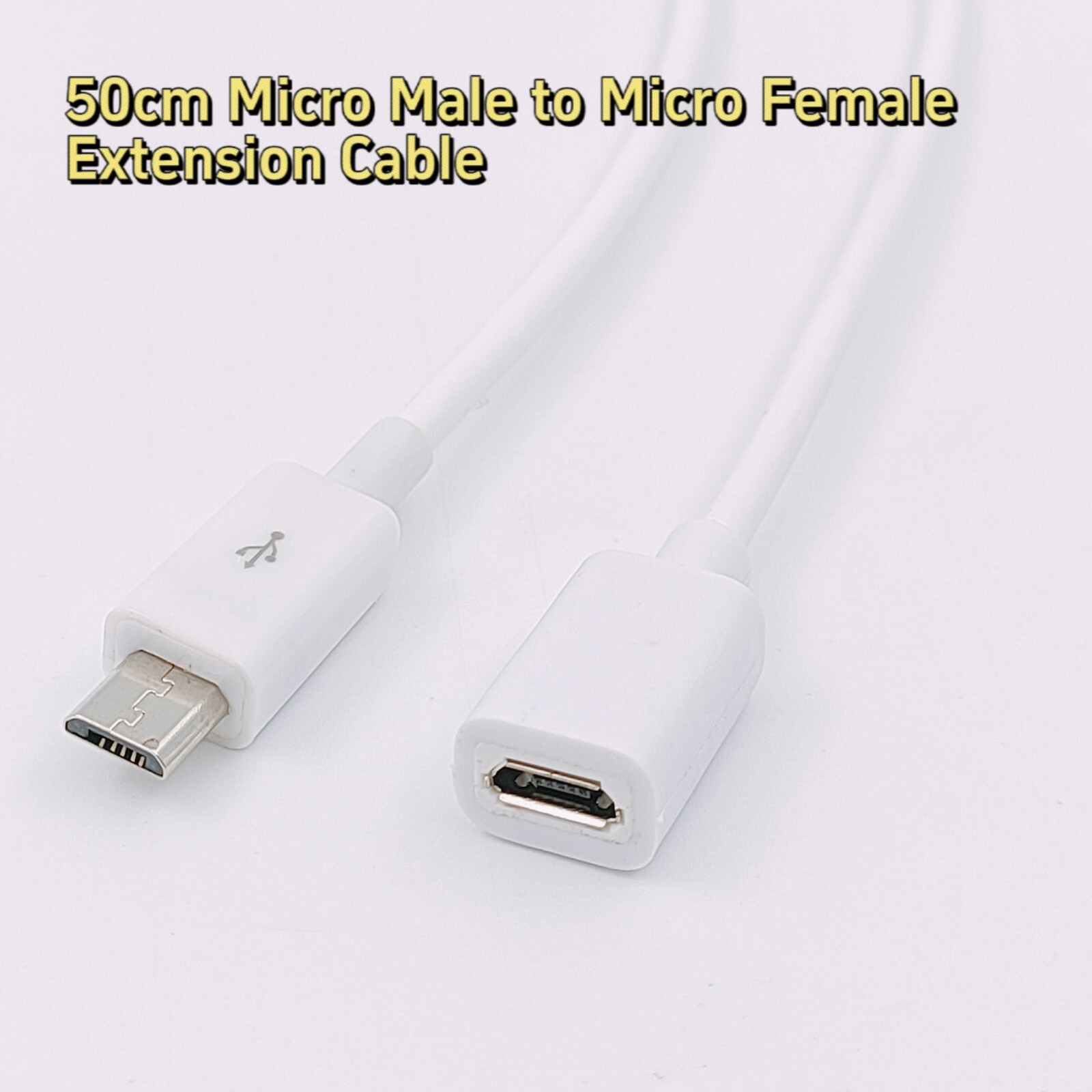 50cm Cellphone/Tablet USB Micro Male to Female Sync & Charging Extension Cable