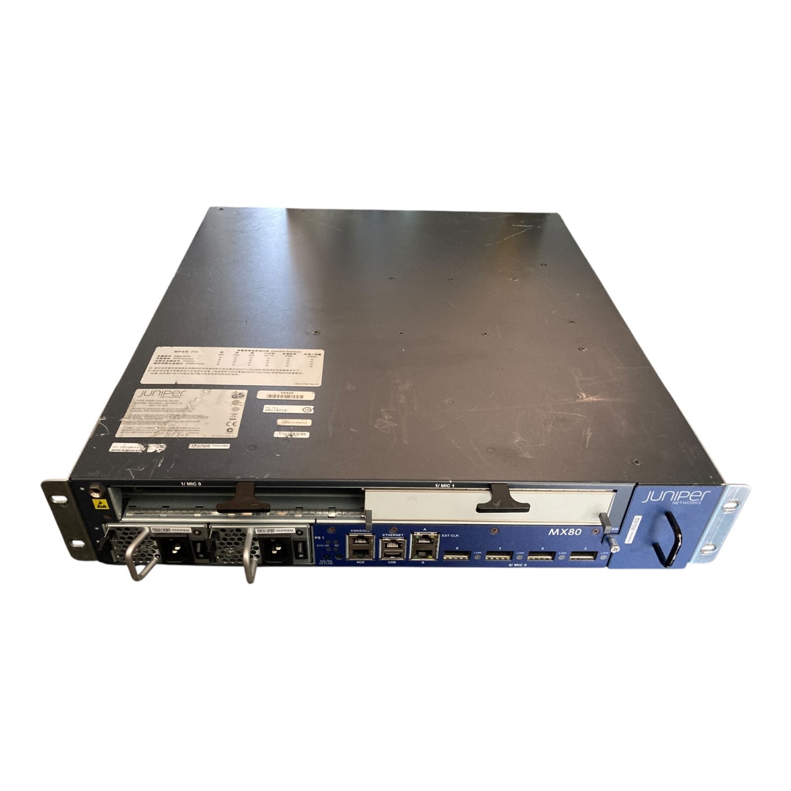 Juniper MX80 Internet Router Chassis MX80 – 2 AC PSU Ports POWER Tested Only