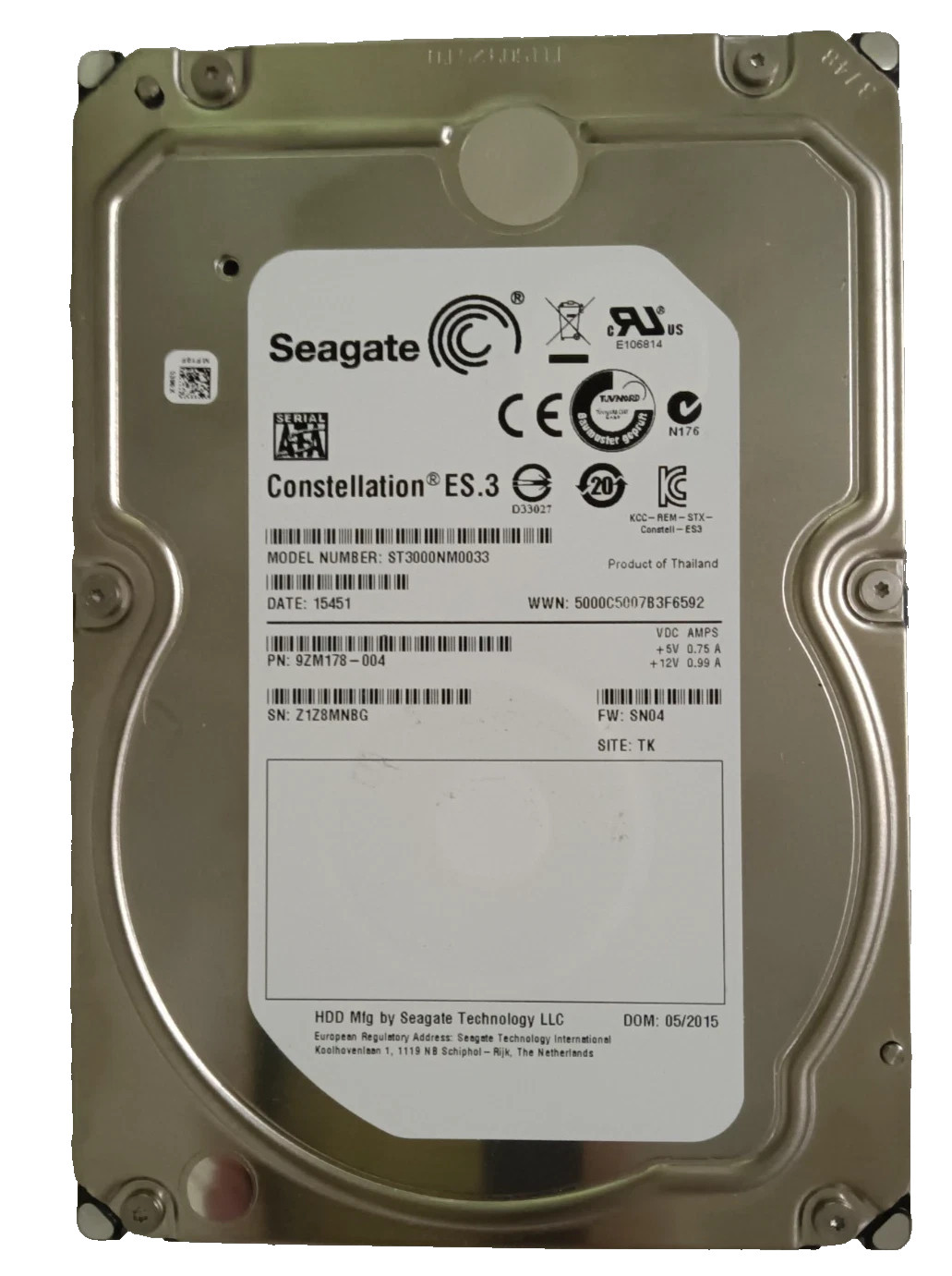 Seagate Constellation ES.3 ST3000NM0033 3TB 7200RPM 3.5" SATA 6Gb/s Enterprise H