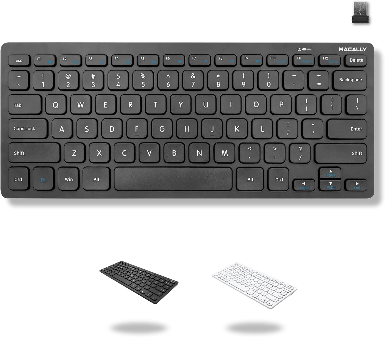Macally Compact Wireless Keyboard - 2.4 Small Keyboard for Laptop, Desktop PC, S