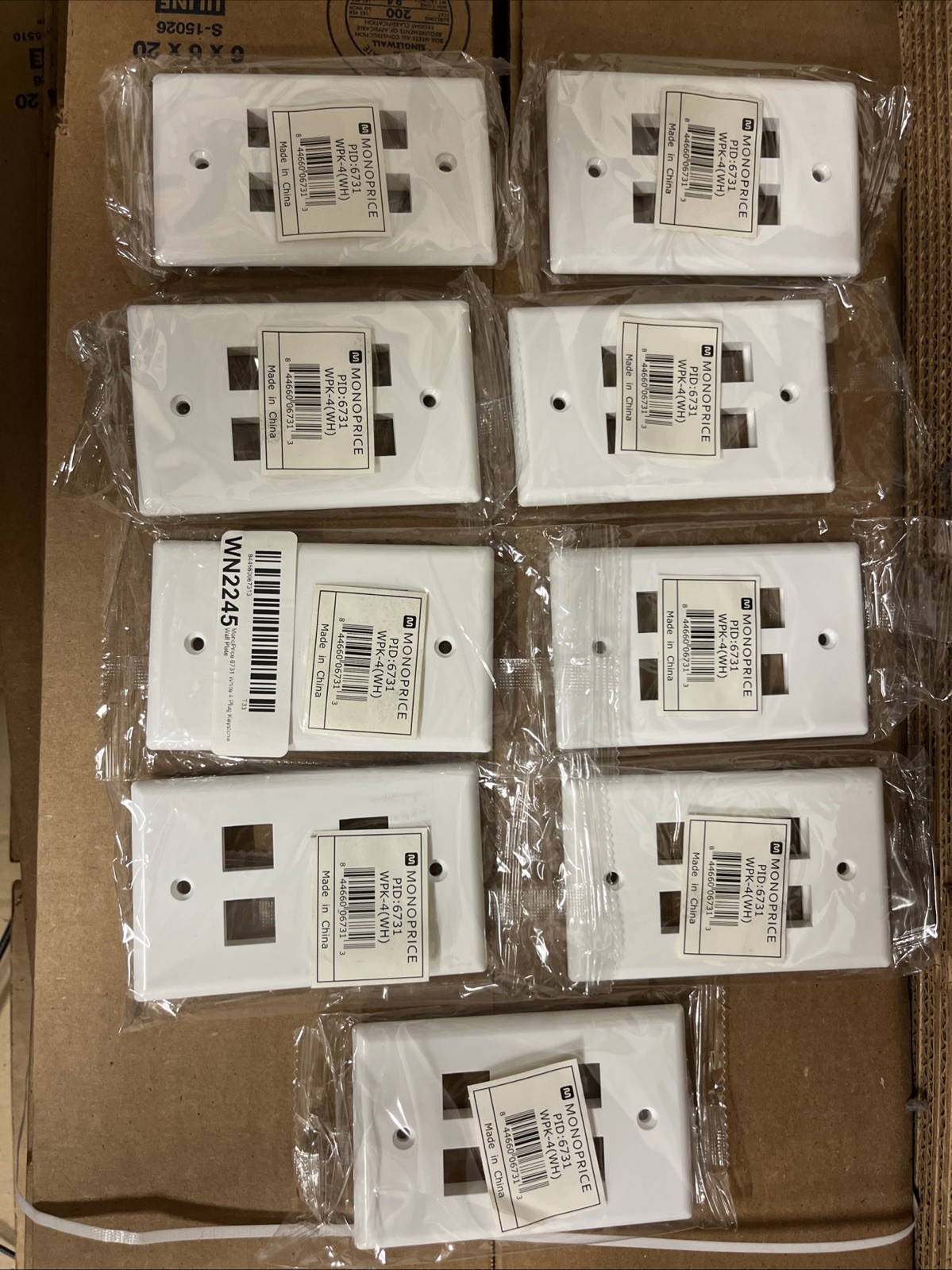 9-pack Of Monoprice 1-Gang Wall Plate for Keystone, 4-Port, White