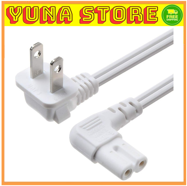 Universal 2 Prong Angled 18 AWG Power Cord - NEMA 1-15P to 3 Feet, White