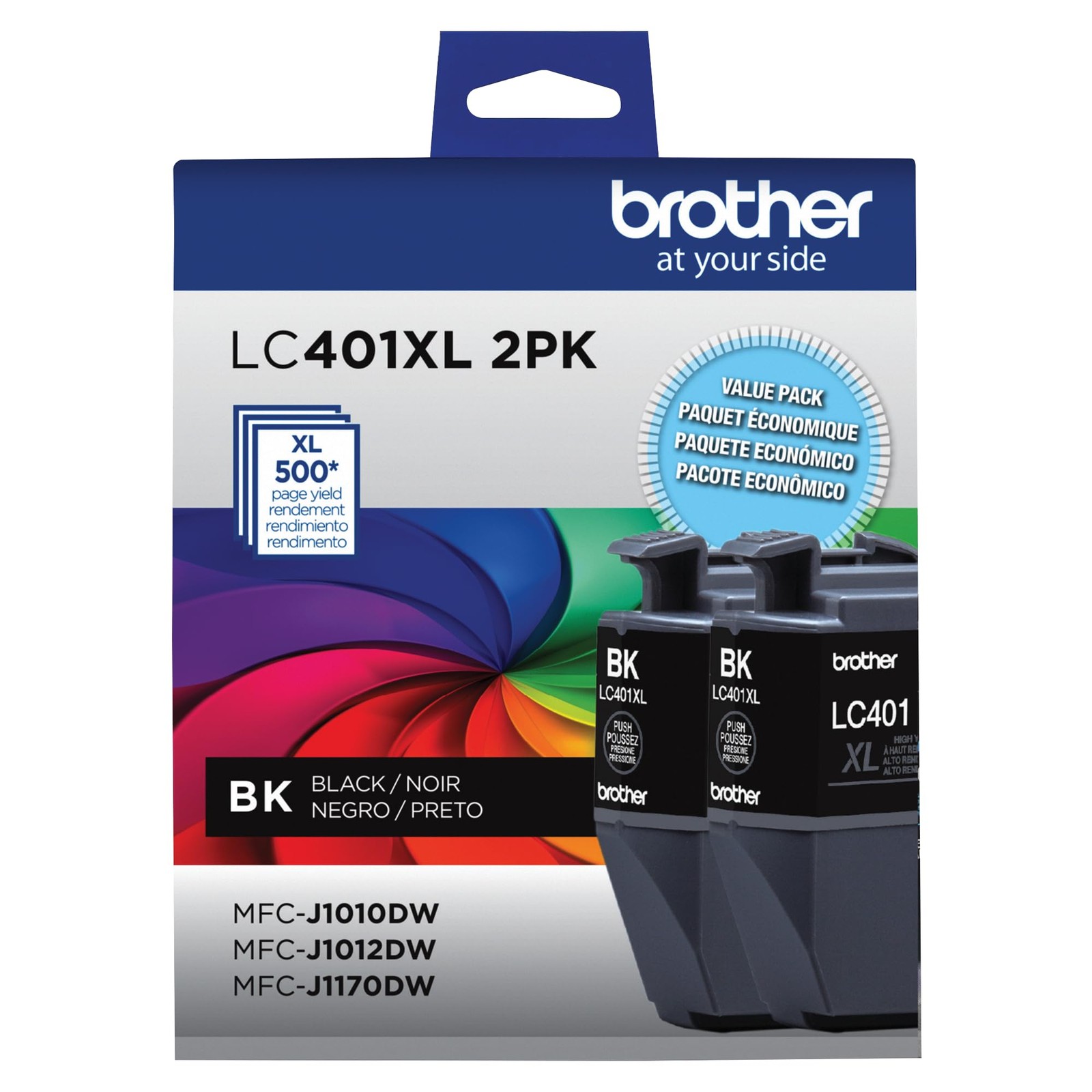 Brother Genuine LC401XL 2PK High Yield 2-Pack Black Ink Yield, 