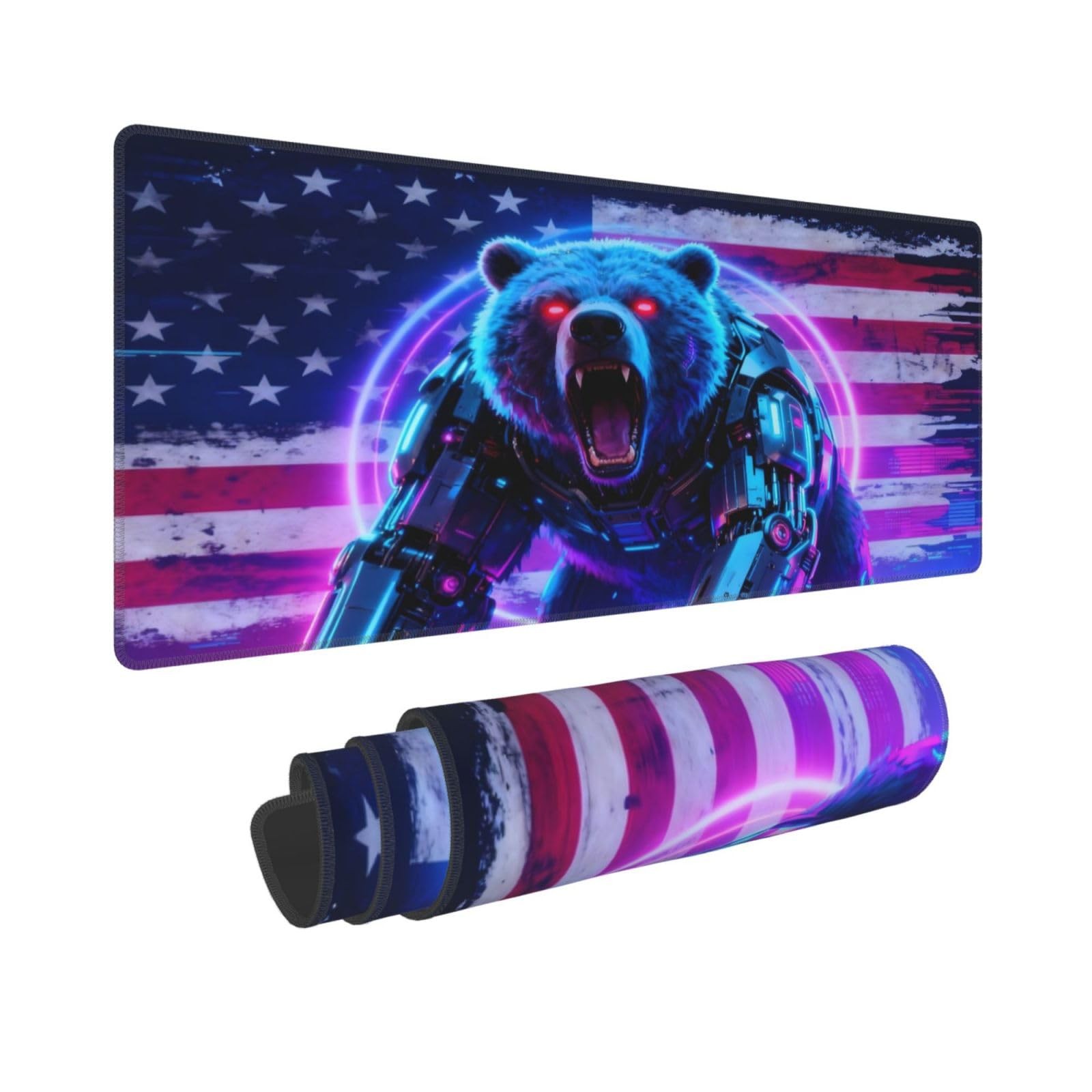 American Flag Mouse Pad,Office Desk Mat 31.5"×11.8",Large Gaming Mouse Pad wi...