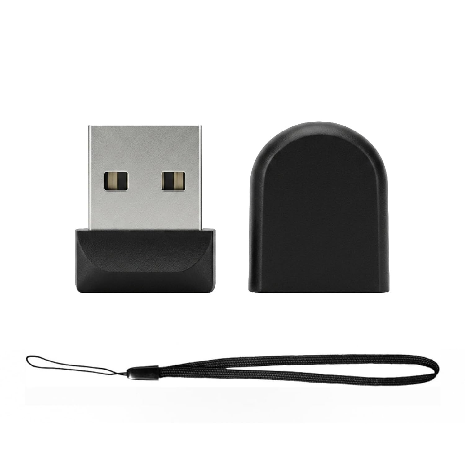 1 Pack Ultra-Slim 32GB USB Stick Black, Tough Shell, Nylon Lanyard, Mini USB ...