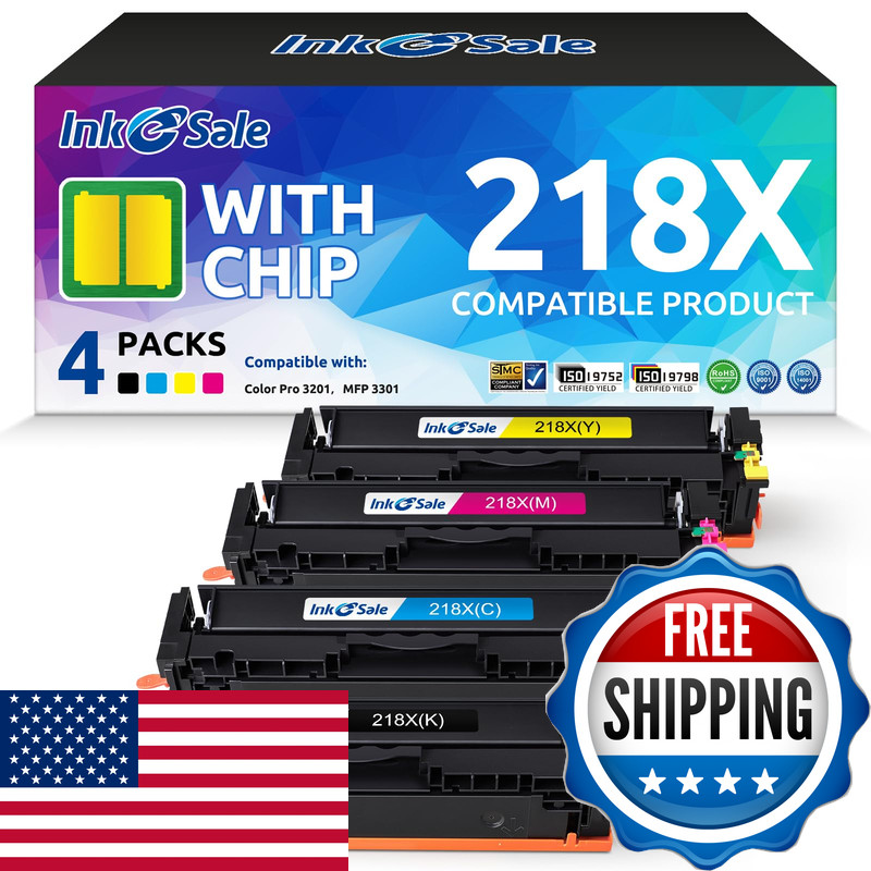 Ink E-Sale 218X Toner Cartridge 4 Pack High-Yield Chip Compatible Replacement