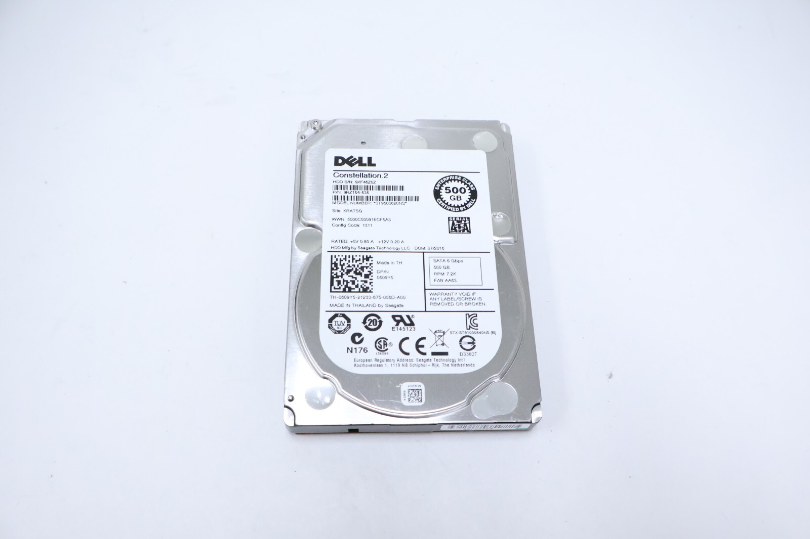 Dell Constellation.2 500GB 7.2K RPM 6Gb/s SATA Hard Drive 9RZ164-636 0609Y5