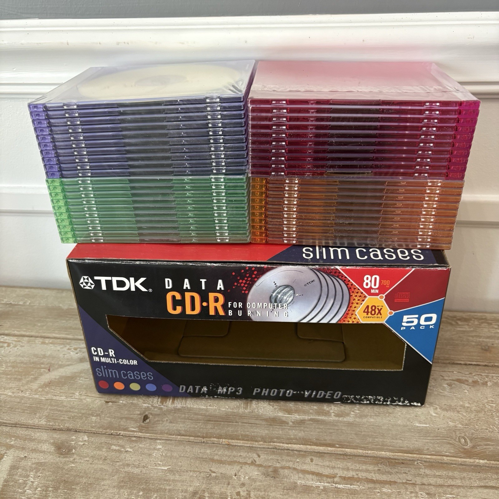 48x Sealed TDK Data CD-R 80min 700MB 40 Blank Discs W/ Slim Cases Brand New