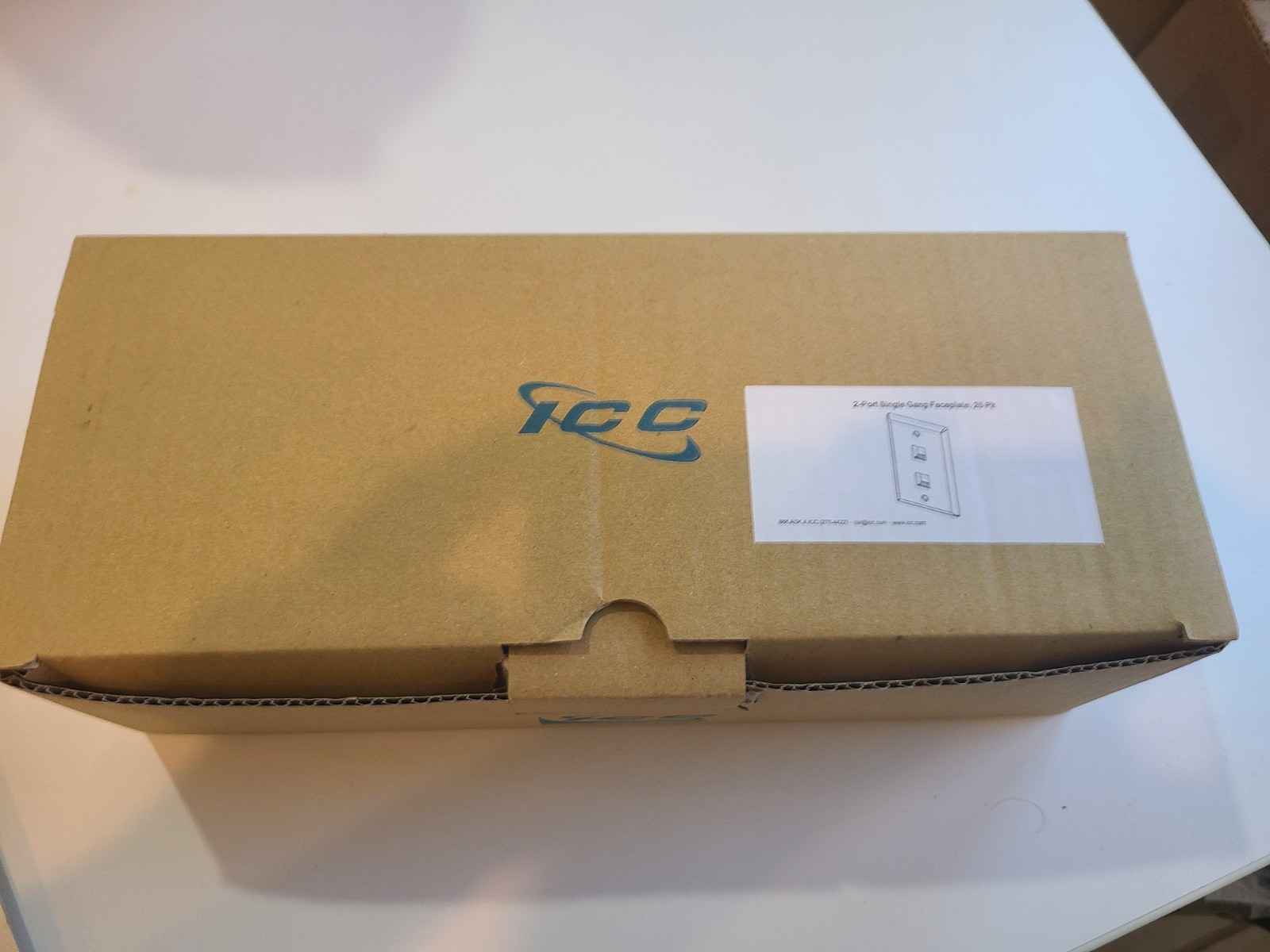 Icc IC107F2CWH Face Plate Flat 1-Gang 2-Port 25 Pk White