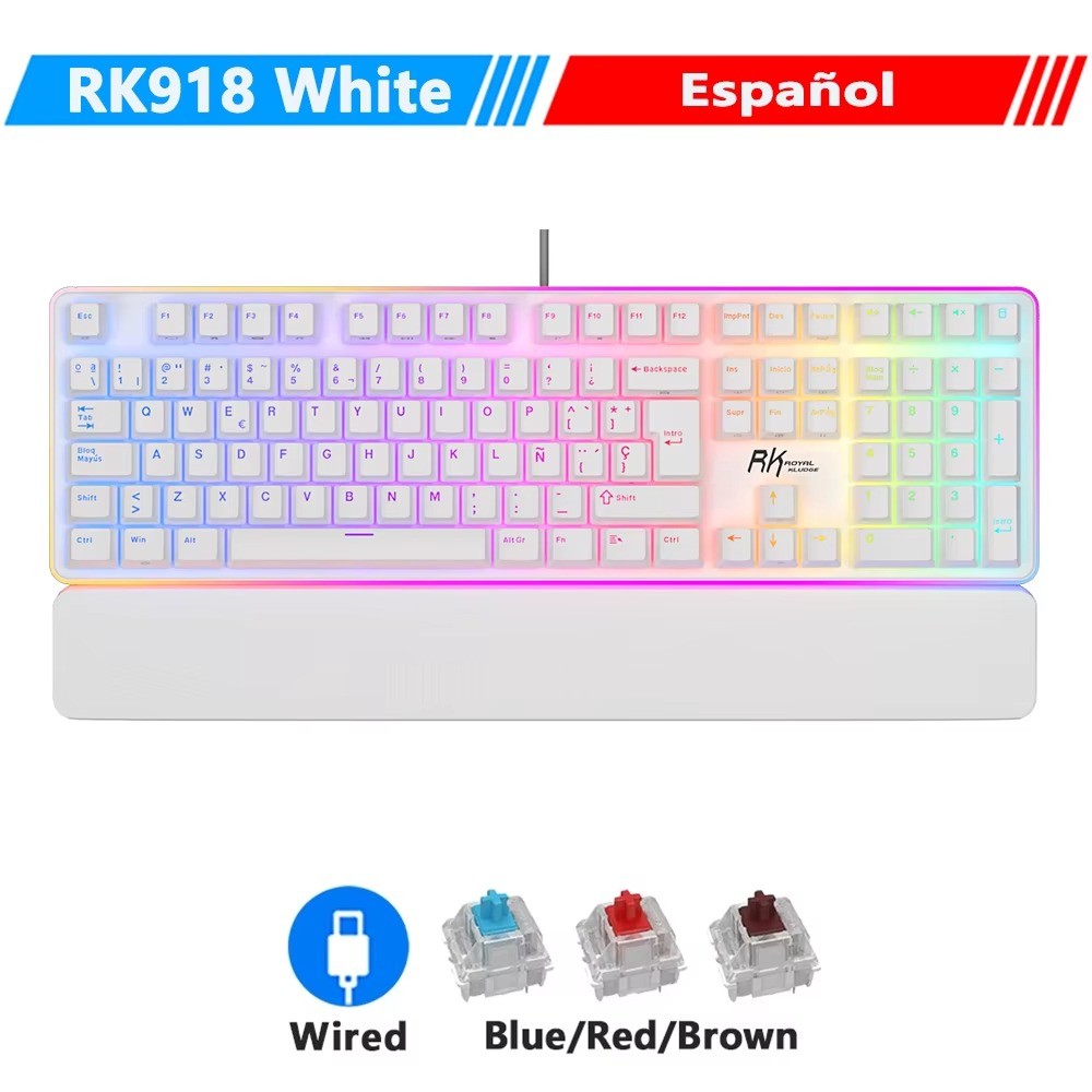 RK Royal Kludge RK918 108-Key RGB Mechanical Keyboard Blue/Brown/Red Switch