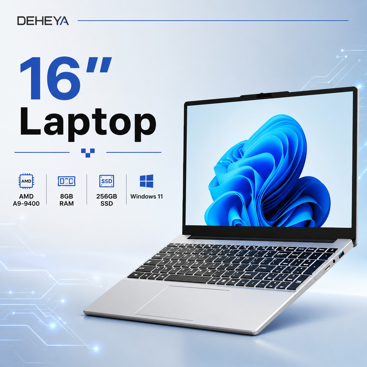 16in Laptop AMD A9-9400 8GB RAM 256GB SSD Radeon R5 Windows 11 Home