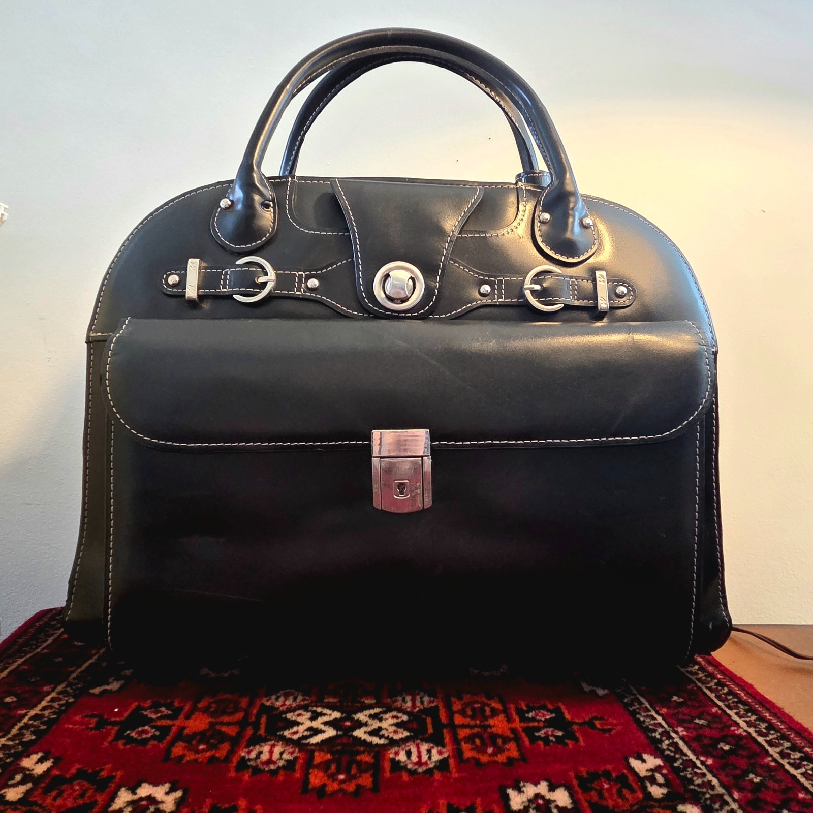 McKlein Roseville Women's Black Leather Rolling Laptop Briefcase – 15.6"