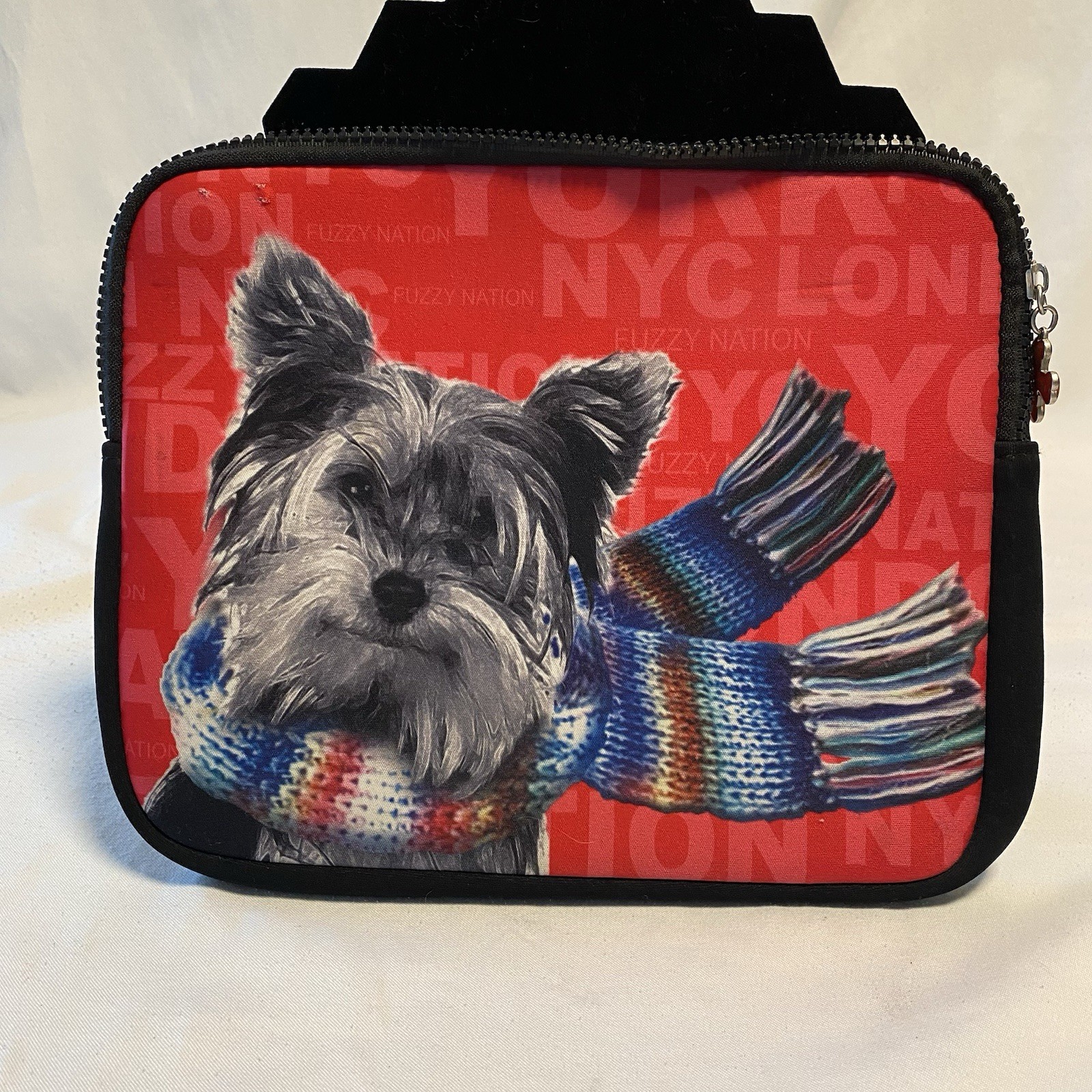 Fuzzy Nation Zipped Ipad Soft Sleeve/Case Hot Pink Yorkie Dog 8 X 10 X 1”