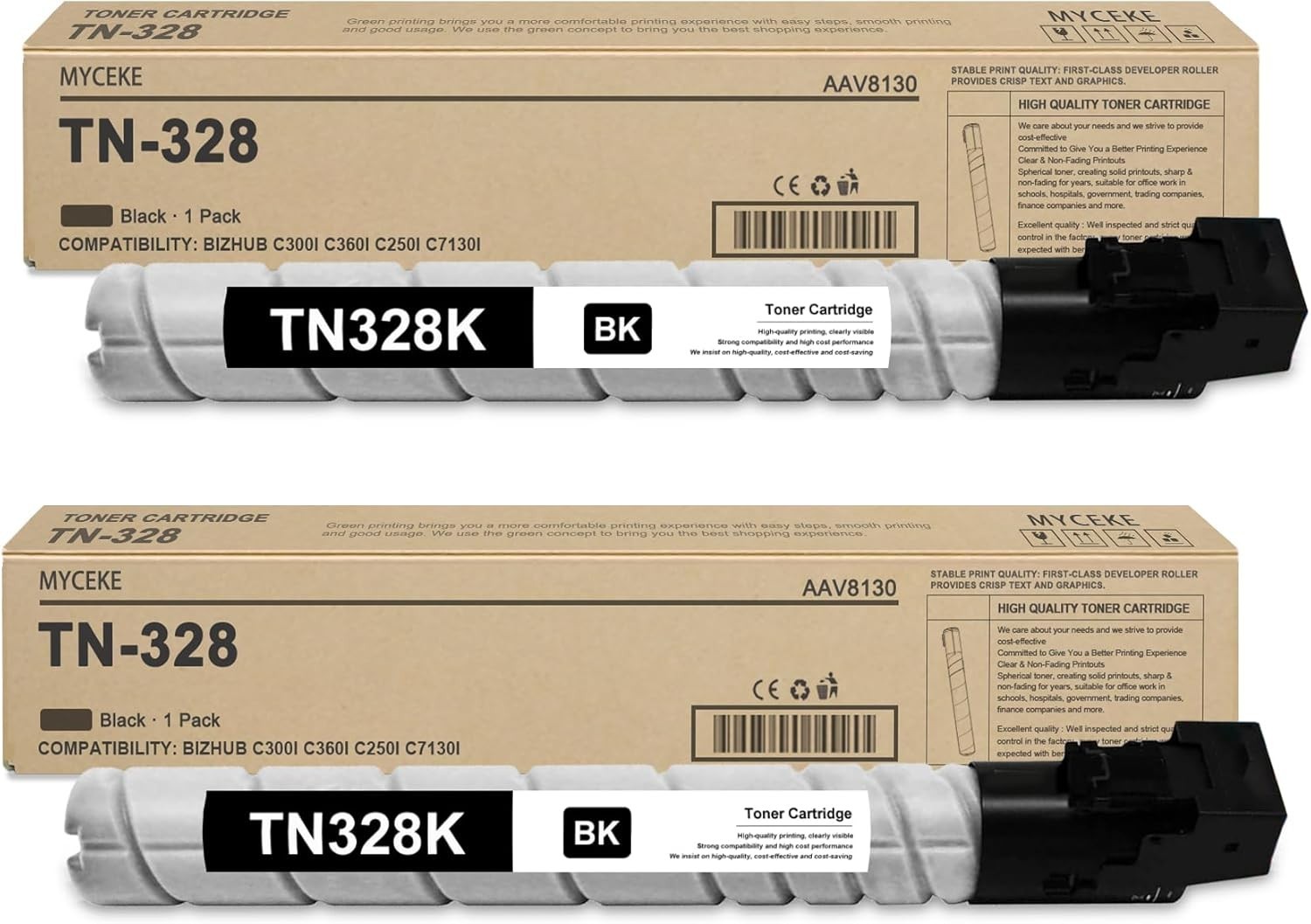 2 Pack TN328K Black Toner Cartridge TN328 TN-328 TN-328K AAV8130 High Yield ++++