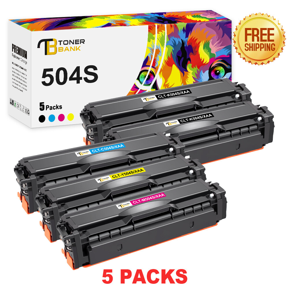 5 CLT-K504S 504 SET Toner Cartridges for Samsung SL-C1810W SL-C1860FW CLX-4195FW
