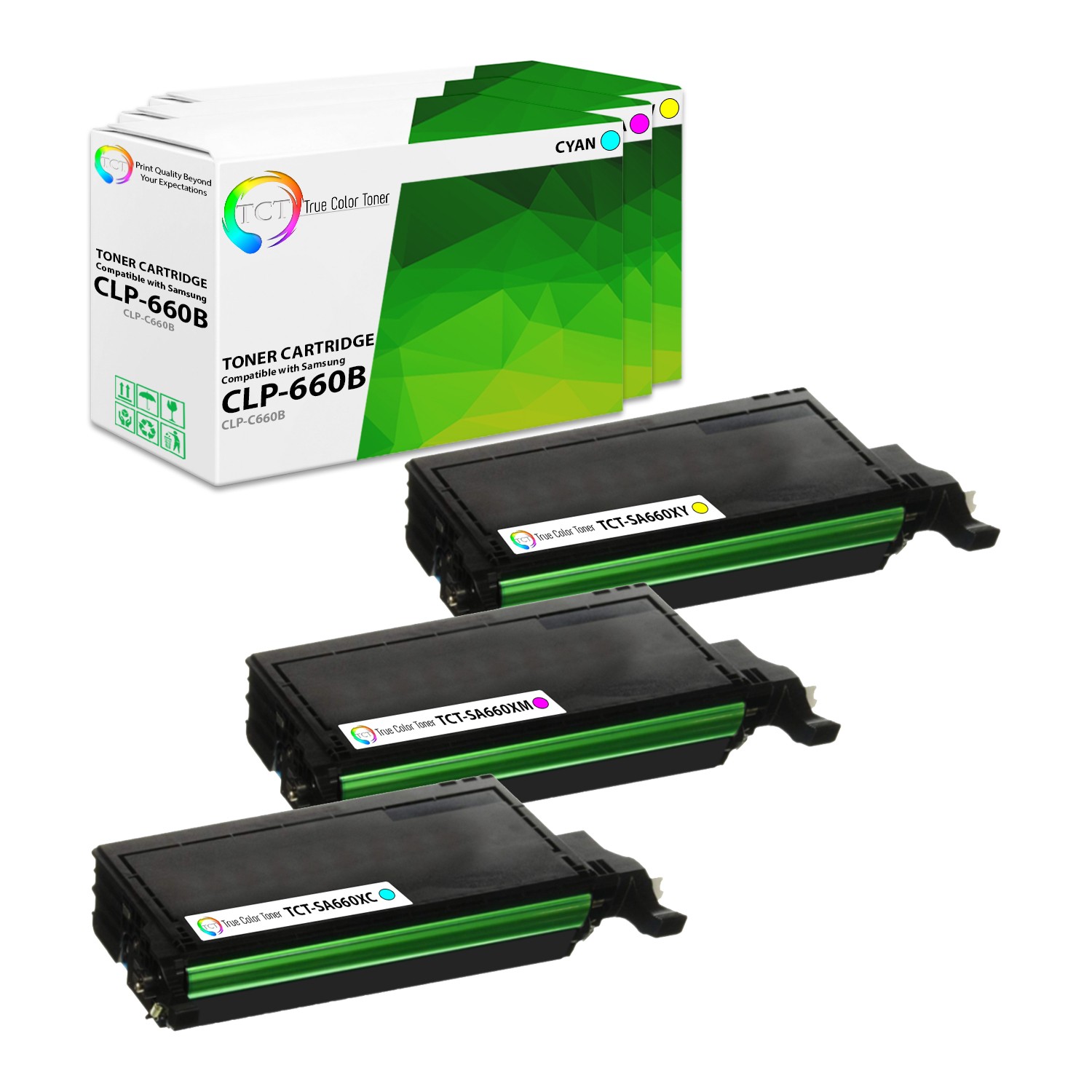 TCT 3PK CLP-660 Color Toner Cartridge For Samsung CLP660 CLP610 CLX6200 CLX6210