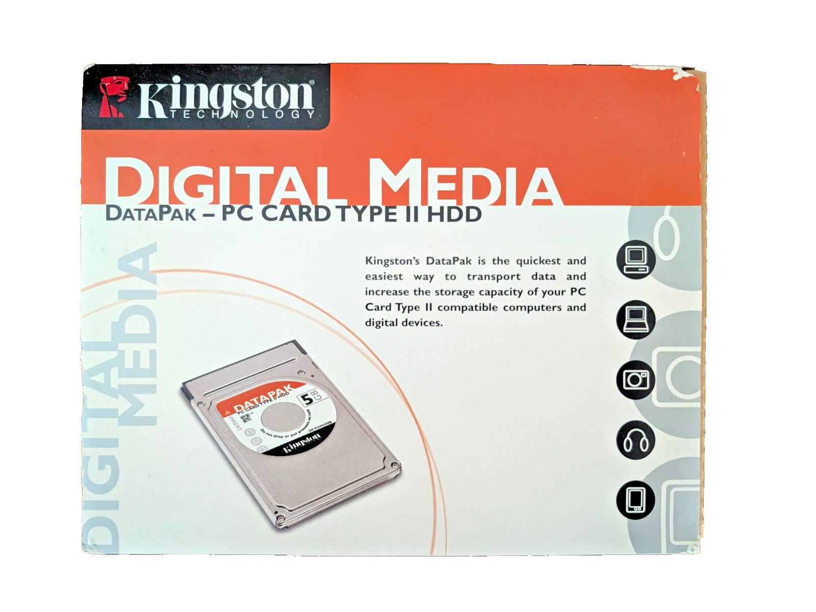 *NEW* Kingston DataPak 5GB PC Card (PCMCIA) Type II Hard Drive in open box
