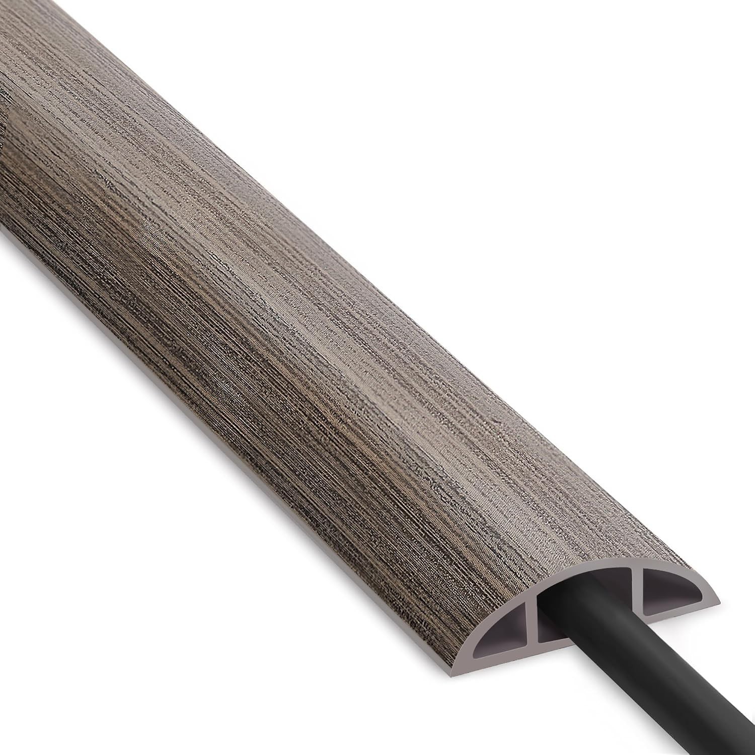 6ft Gray Wood-Style Floor Cord Cover & Cable Management System