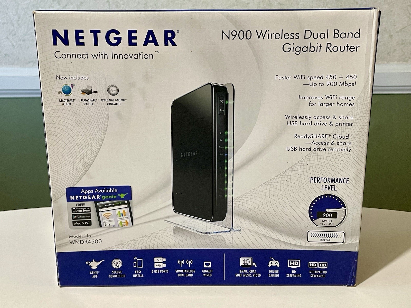 Netgear N900 450 Mbps 4-Port Gigabit Wireless N Router (WNDR4500) New Open Box