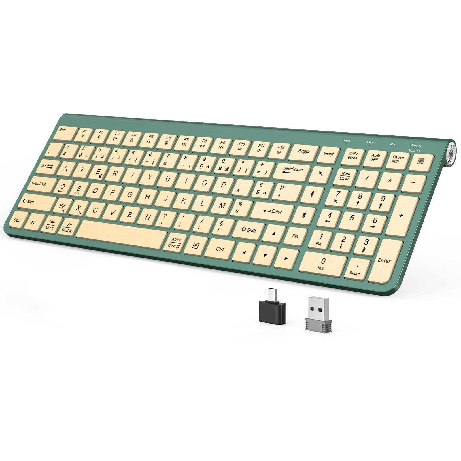 Slim Compact Wireless Keyboard - Full-Size Silent Keys & Ergonomic Design, Nu...
