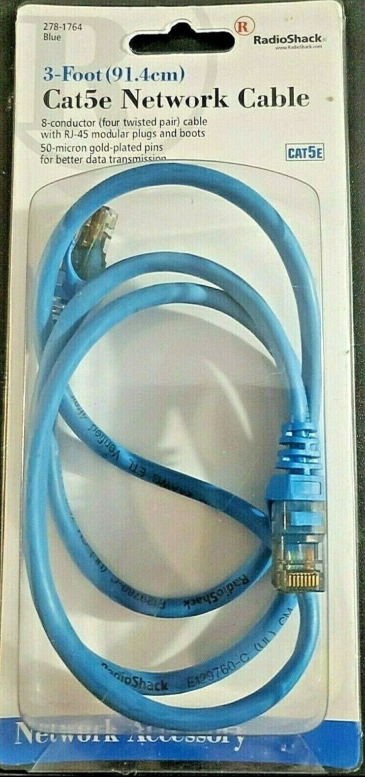 CAT5e Radio Shack Network Cable with RJ-45 Plug (3 Foot / 91.4cm) (NEW/UNOPENED)