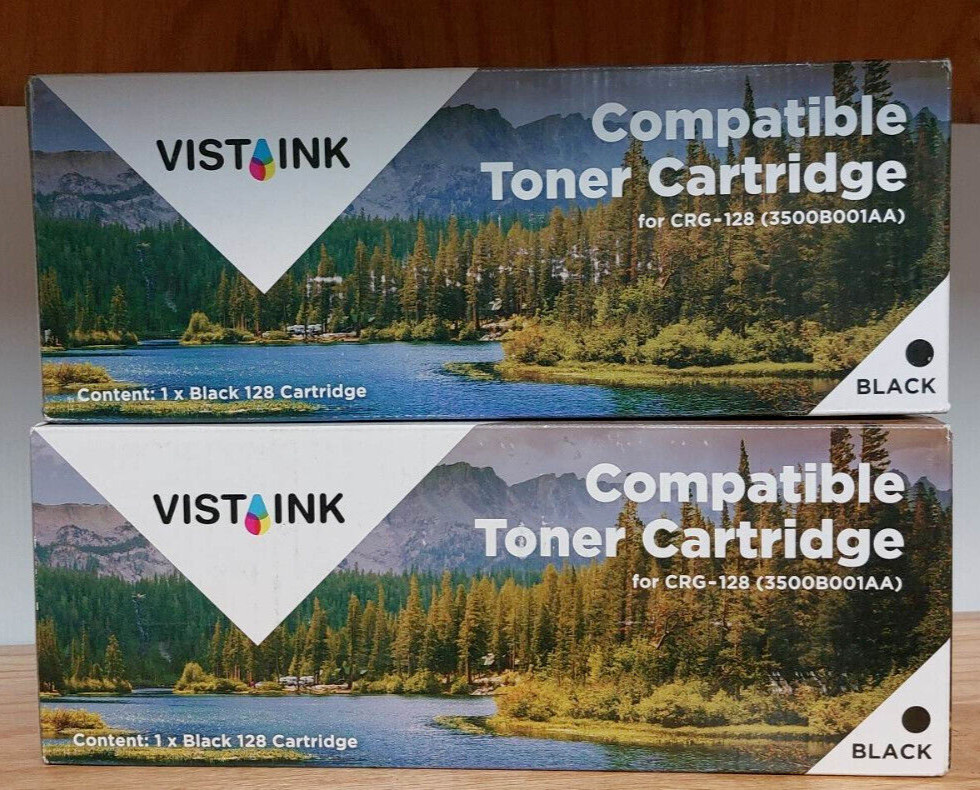 (2 Pack) Vista Ink Compatible Canon Cartridge 128 CRG-128 Black Toner 3500B001AA