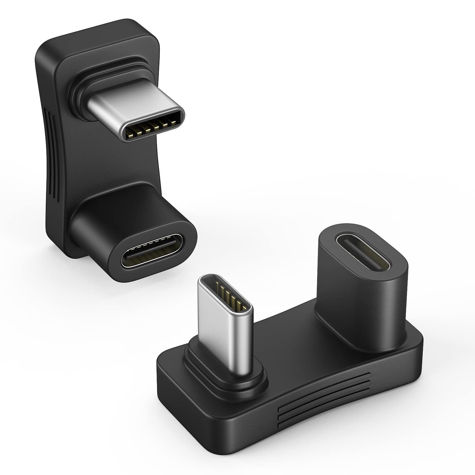 Moko 180 Degree Angle USB C Adapter 2 Pack, U Shape USB-C Plastic Black