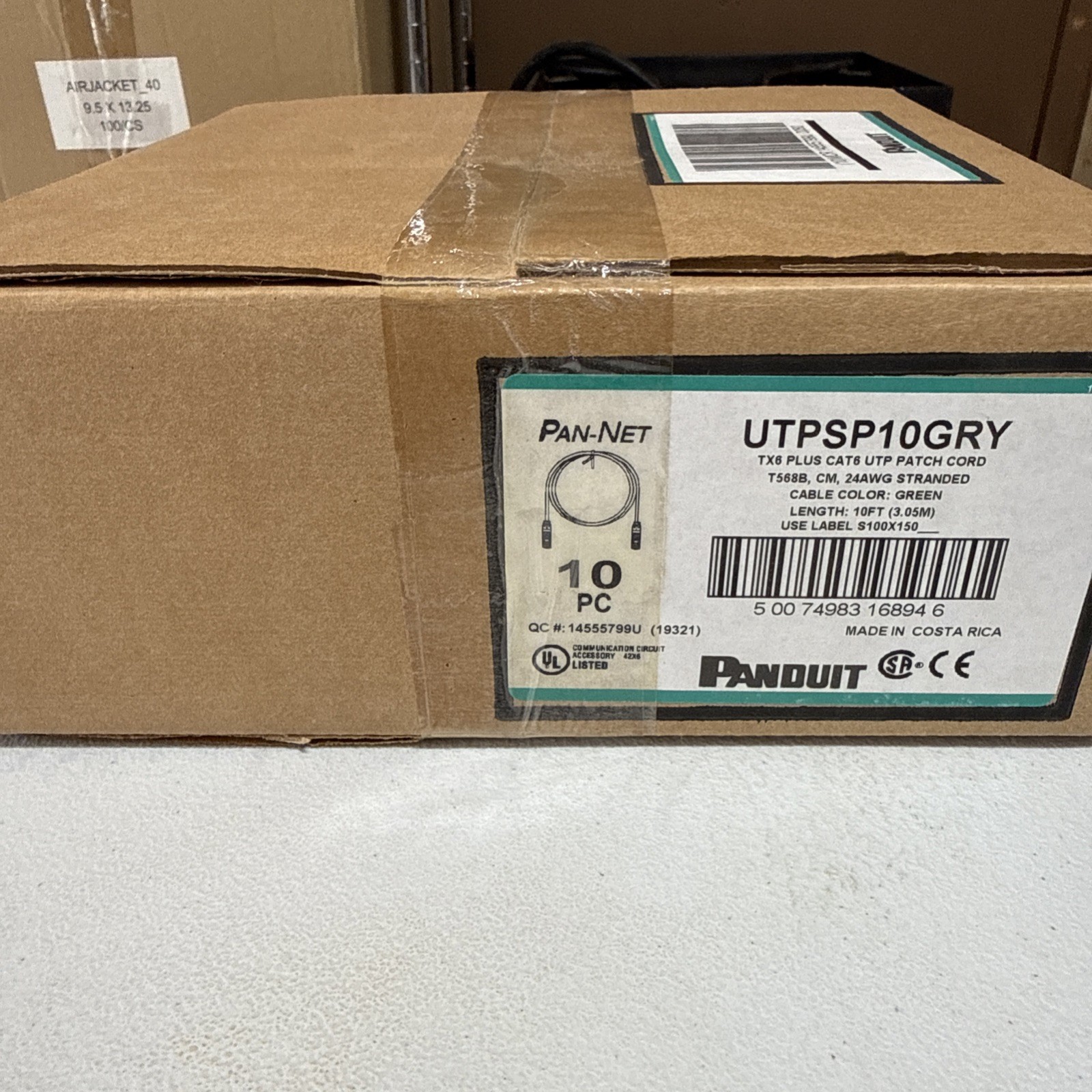 BOX OF 10 Panduit UTPSP10GRY Patch Cord RJ-45 UTP CAT6 24AWG GREEN 10FT CABLE