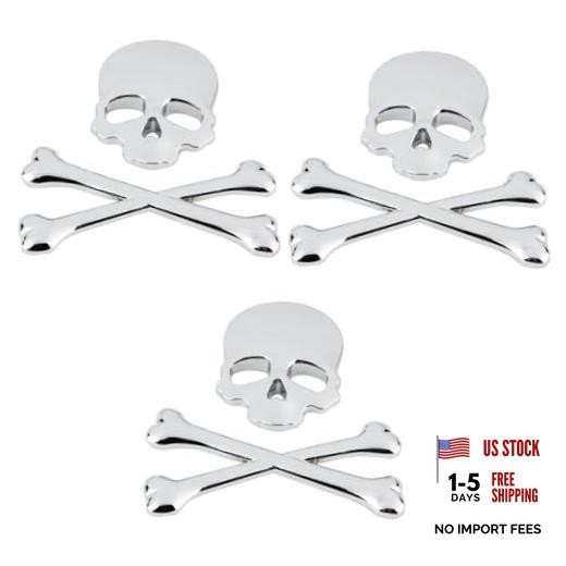 3pcs Crossbones Motorcycle Stickers Accessories: Skull Crossbone Pirate Car