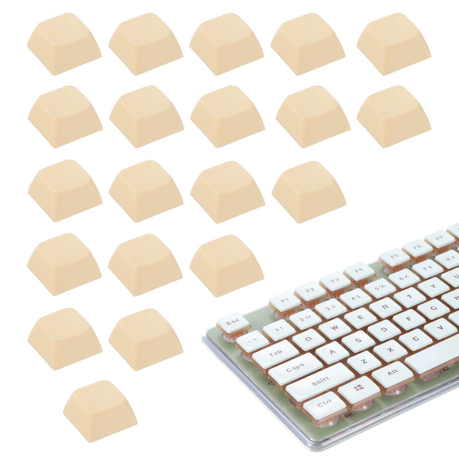 20Pcs XDA Profile Keycap Set PBT Mechanical Numeric Keypads, Beige