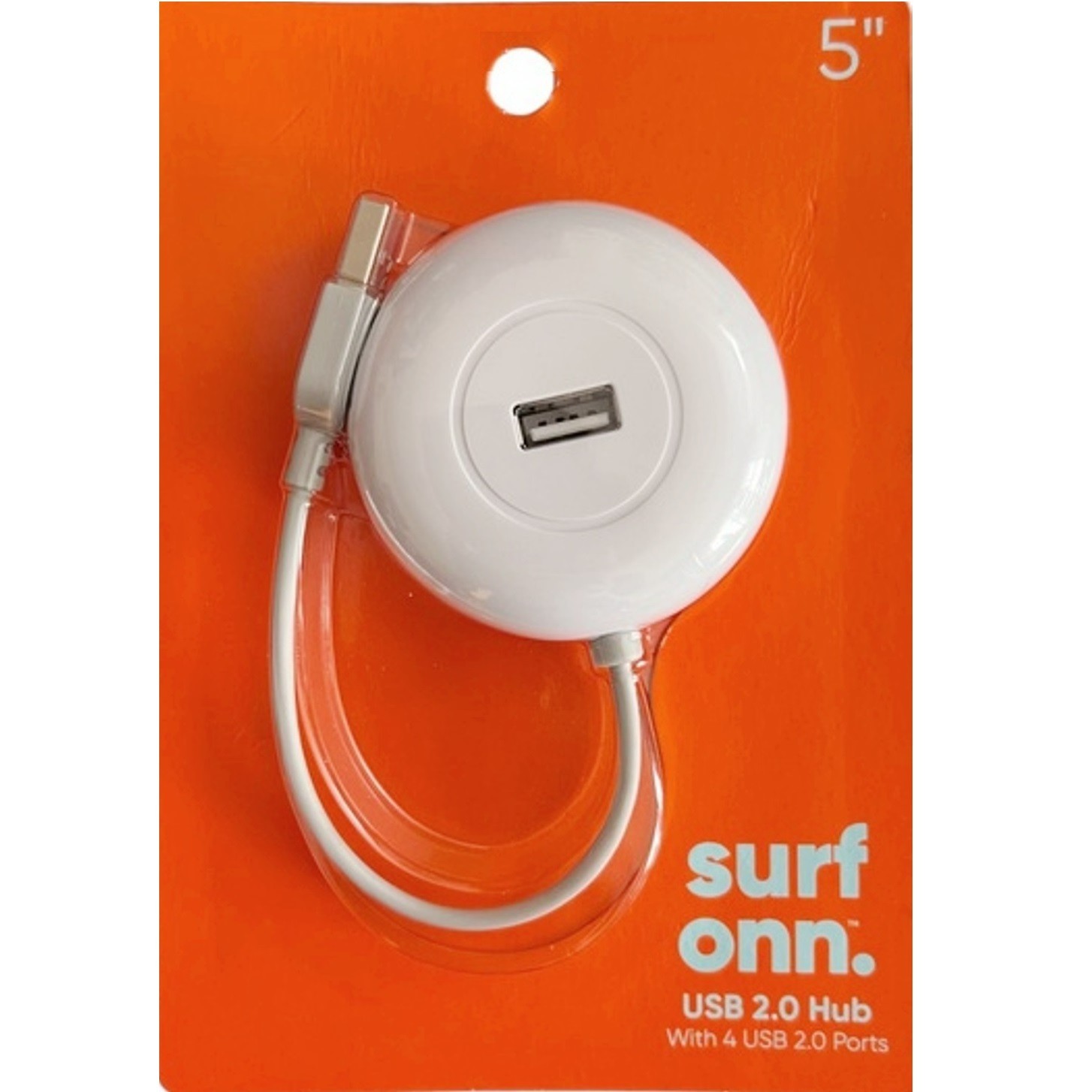 surf onn. 4-PORT USB 2.0 HUB w/5-inch Cord WHITE ~ New in Package