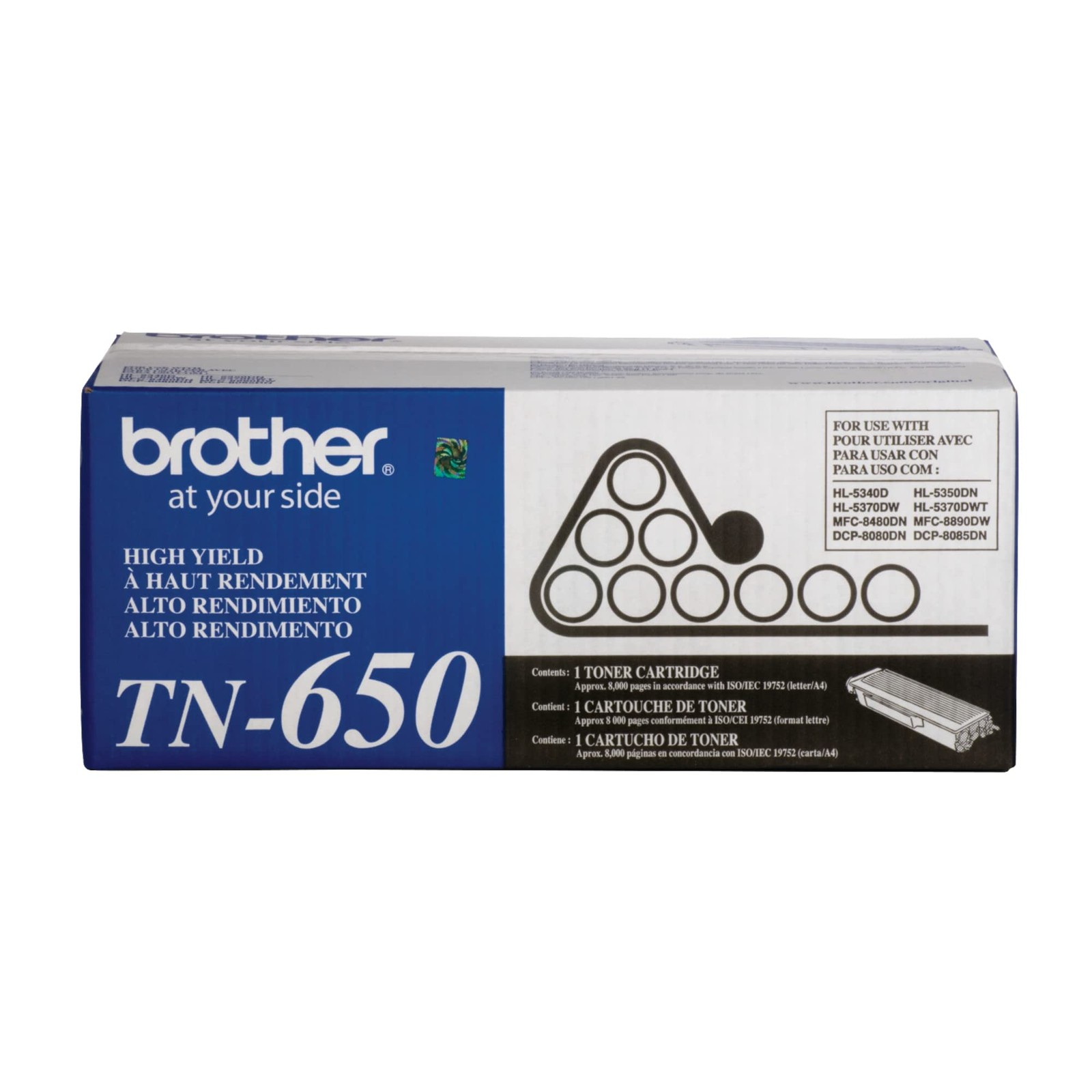 Genuine High Yield Toner Cartridge, TN650, Replacement Black Toner, Page Yiel...