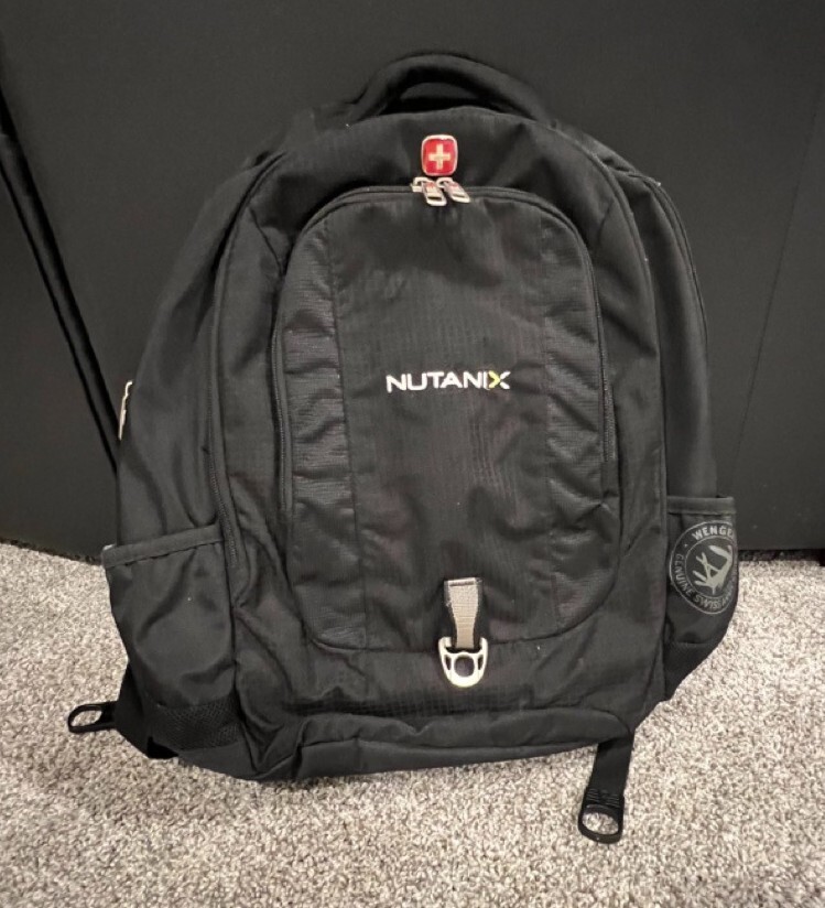 Wenger Swiss Army Black Laptop Backpack w/ Nutanix Logo and Keychain NWOT