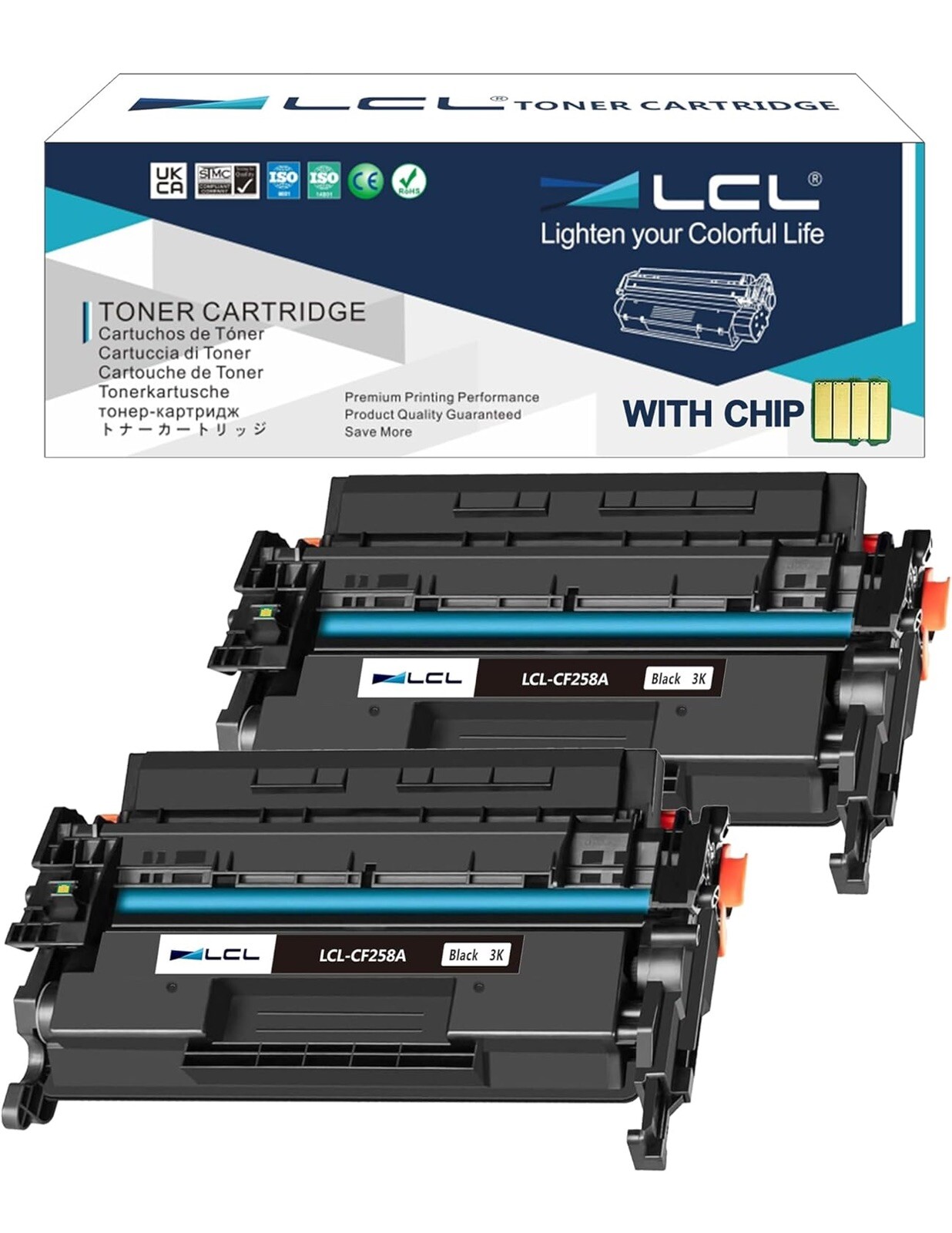 Compatible Toner Cartridge w/ Chip Replacement for HP 58A 58X CF258A CF258X 2pk