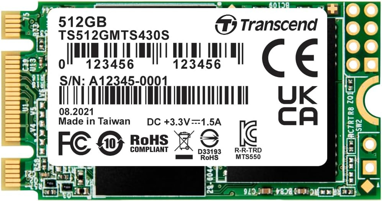 MTS430S 512GB M.2 2242 SATA III SSD with Dram Cache, up to 560Mb/S, Compatible W