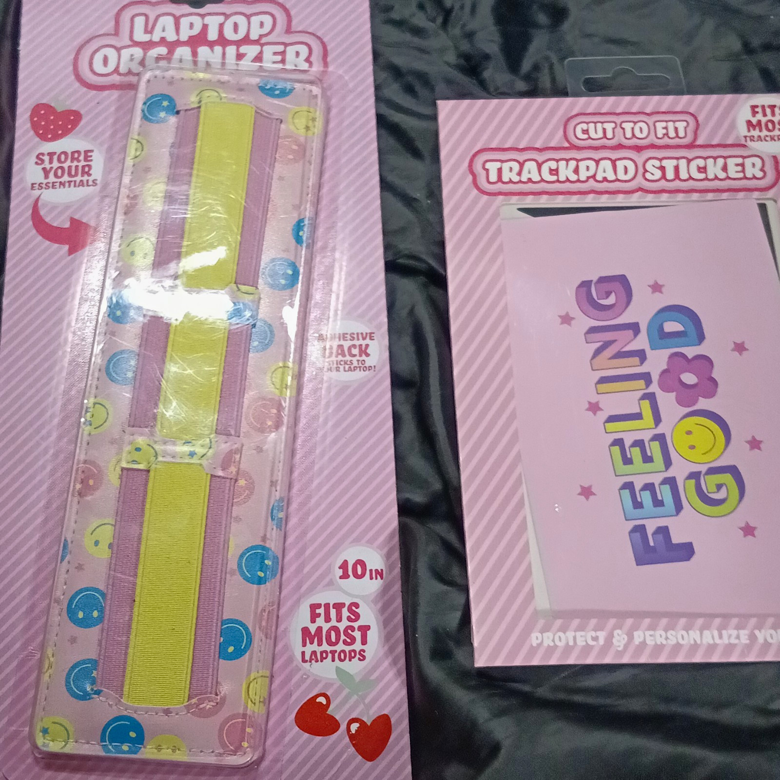 Feeling Kind Trackpad Sticker 10 in Universal Laptop Organizer Strip Smiley Pink