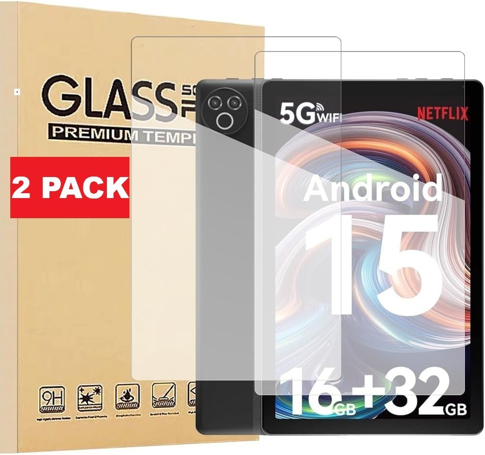 2 Pack Evermyth 10 inch KB1001 Android 15 Tablet Screen Protector Tempered Glass