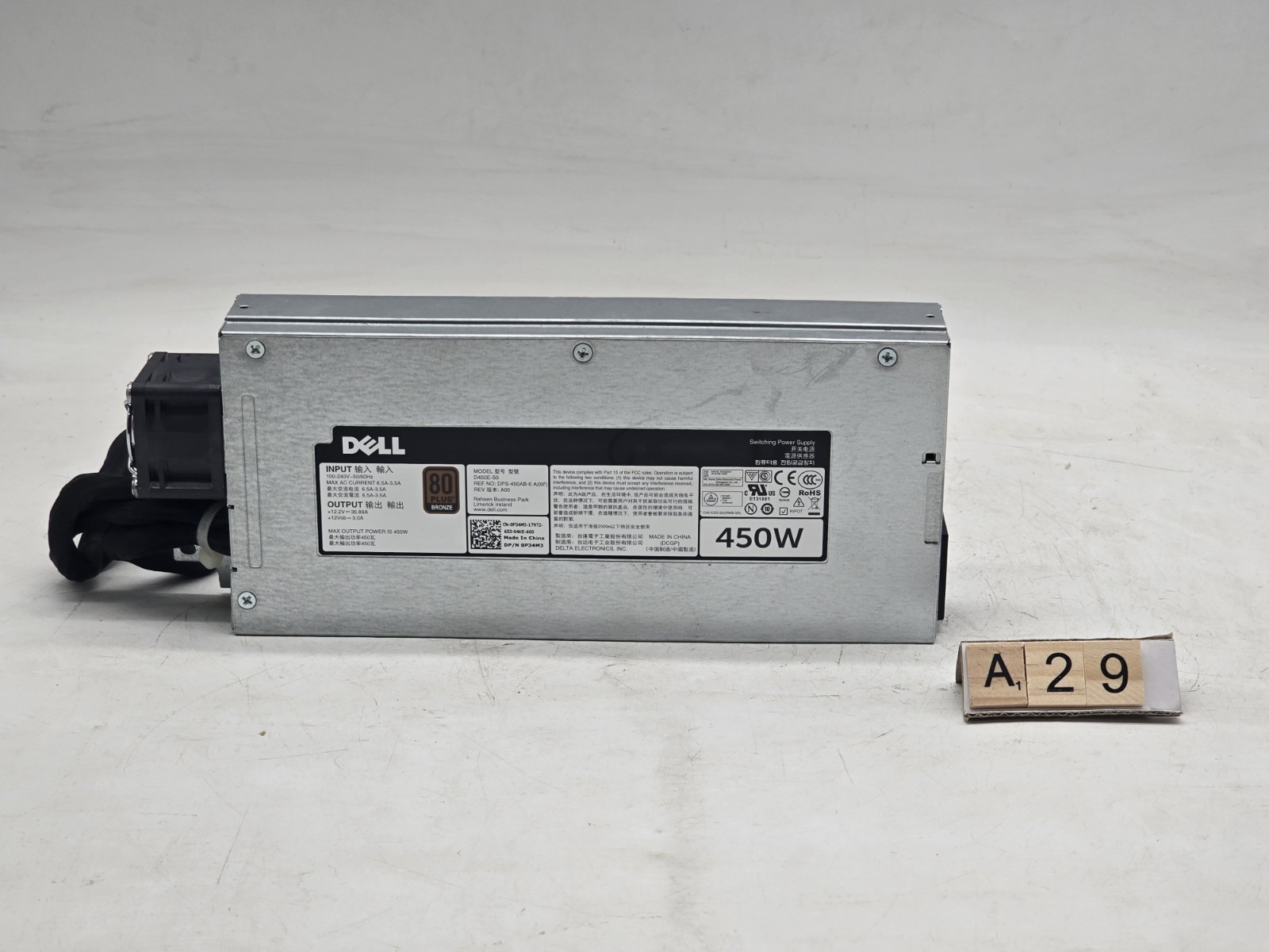 Dell P34M3 450W Server Power Supply D450E-S0 PowerEdge R430 80+ Bronze PSU