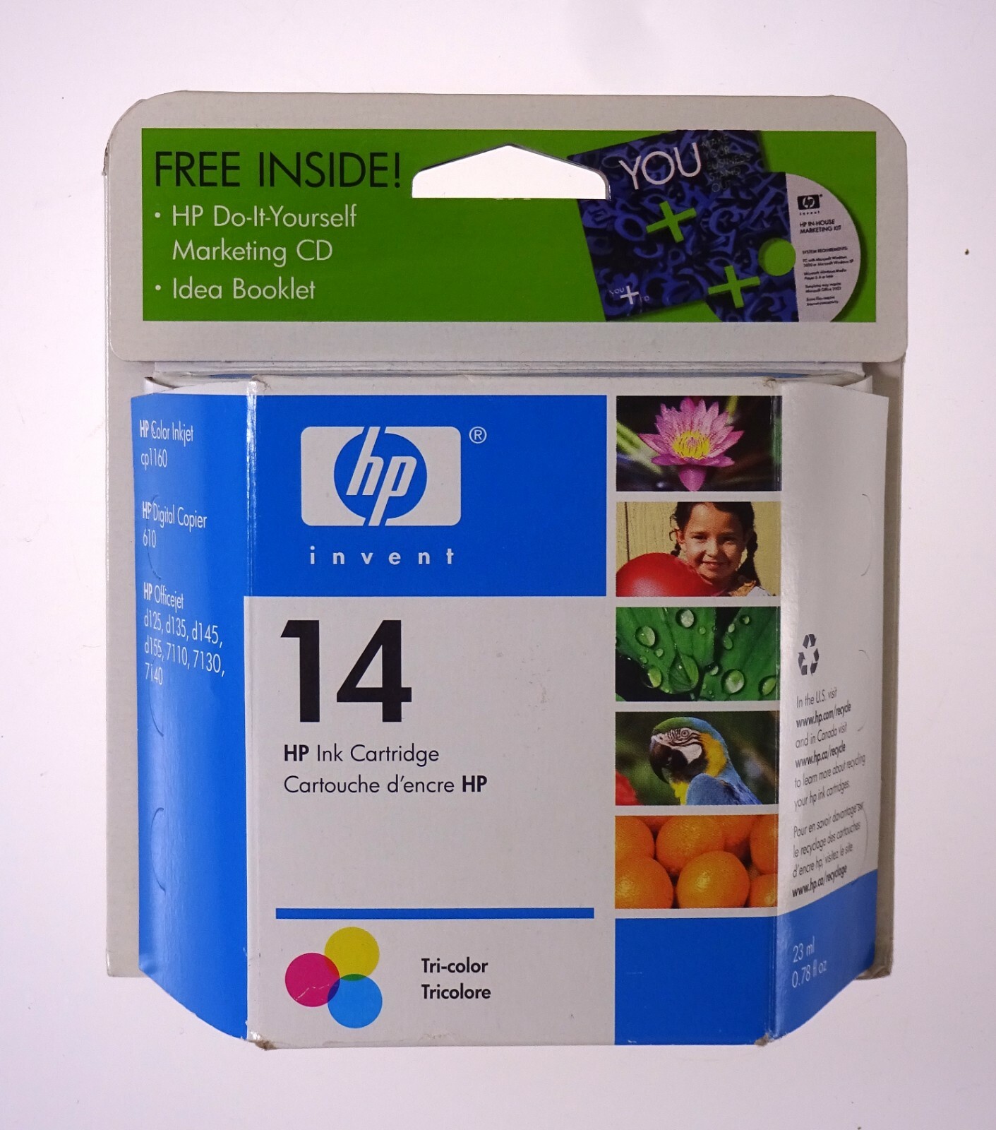 HP INVENT 14 TRI COLOR INK CARTRIDGE UPC 808736526852 23 ML .78 FL OZ JUNE 2006